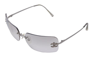CHANEL シャネル サングラス 62□17 120 4017-D C.159/6I ココマーク グラデーション ラインストーン シルバー 美品 中古 62405