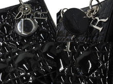画像をギャラリービューアに読み込む, Christian Dior クリスチャンディオール レディディオール カナージュ 18-BO-0175 パテントレザー ブラック 美品 中古 62409
