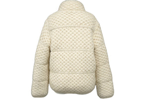 極美品 CHANEL シャネル ウールダウンジャケット ビジュー ラインストーン P57108K07472 ベージュ マルチ サイズ34 中古 62412