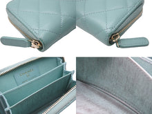 Load image into Gallery viewer, CHANEL シャネル コインケース カードケース ココマーク 31番台 キャビアスキン ターコイズブルー ゴールド金具 美品 中古 62417