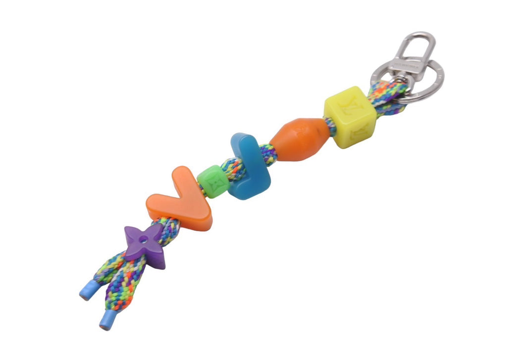 LOUIS VUITTON ルイヴィトン ポルトクレ LV プレイ キーホルダー キーチャーム MP3450 マルチカラー シルバー金具 美品 中古 62419