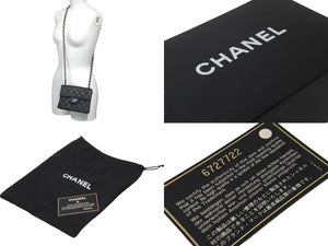 極美品 CHANEL シャネル ミニマトラッセ チェーンショルダーバッグ ココマーク 6番台 キャビアスキン ブラック シルバー 中古 62420