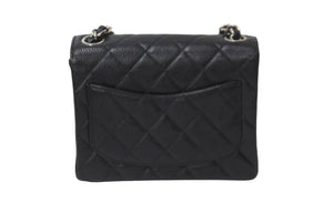 極美品 CHANEL シャネル ミニマトラッセ チェーンショルダーバッグ ココマーク 6番台 キャビアスキン ブラック シルバー 中古 62420