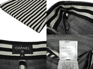 極美品 CHANEL シャネル パンツ ストライプ ワイドパンツ P60281V45858 サイズ 36 中古 2019年 ブラック ホワイト 中古 62428