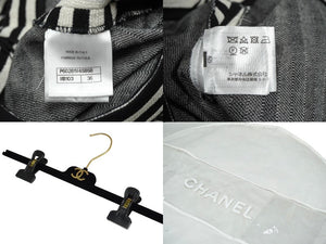 極美品 CHANEL シャネル パンツ ストライプ ワイドパンツ P60281V45858 サイズ 36 中古 2019年 ブラック ホワイト 中古 62428