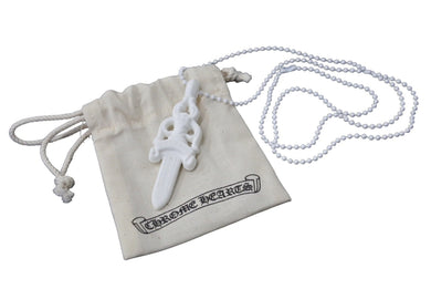 新品同様 CHROME HEARTS クロムハーツ ラバーラージダガーペンダント シリコンラバーネックレス ホワイト 中古 62433
