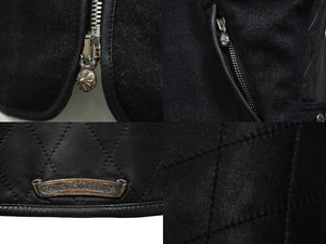 CHROME HEARTS クロムハーツ 切り替え キルティング レザー ベスト ブラック ウール ラムスキン サイズS 美品 中古 62443
