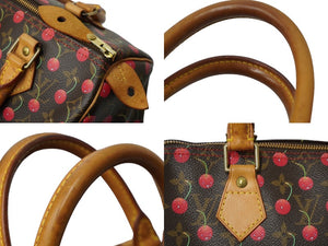 LOUIS VUITTON ルイヴィトン スピーディ25 ハンドバッグ M95009 モノグラムチェリー 村上隆 ゴールド金具 良品 中古 62444