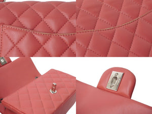 CHANEL シャネル 横長 20cm ショルダーバッグ ミニマトラッセショルダーチェーン ピンク ラムスキン 美品 中古 62445