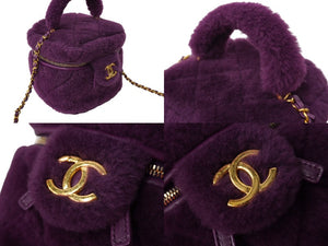 極美品 CHANEL シャネル ココマーク バニティ 2WAYショルダーバッグ シアリング 22AW AS3357 パープル ゴールド金具 中古 62457