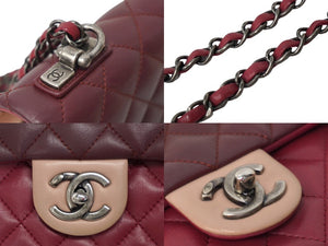 CHANEL シャネル トリコロール チェーンショルダーバッグ マトラッセ ラムスキン 20番台 マルチカラー シルバー 美品 中古 62458