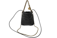 Load image into Gallery viewer, CHANEL シャネル チェーンショルダーバッグ シャネル22 ミニ AS3980 プレート キャビアスキン ブラック ゴールド 美品 中古 62460