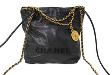 Load image into Gallery viewer, CHANEL シャネル チェーンショルダーバッグ シャネル22 ミニ AS3980 プレート キャビアスキン ブラック ゴールド 美品 中古 62460