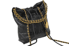 Load image into Gallery viewer, CHANEL シャネル チェーンショルダーバッグ シャネル22 ミニ AS3980 プレート キャビアスキン ブラック ゴールド 美品 中古 62460