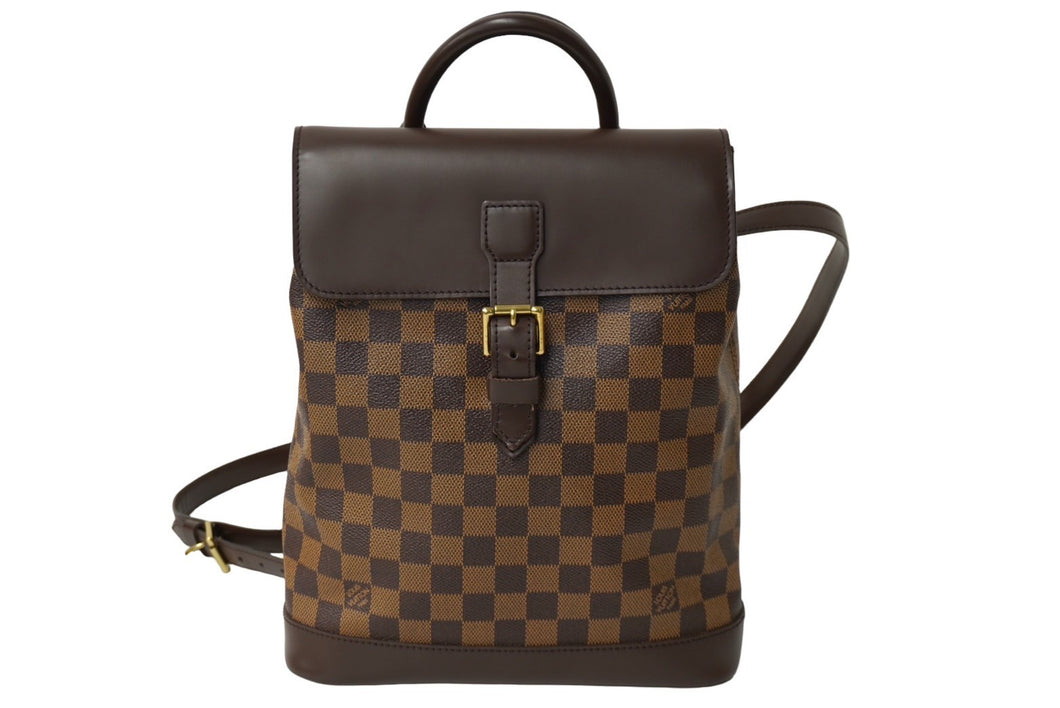 極美品 LOUIS VUITTON ルイ ヴィトン ダミエ ソーホー リュック デイパック N51132 ブラウン PVC レザー 中古 62461