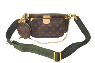 極美品 LOUIS VUITTON ルイヴィトン ミュルティポシェット・アクセソワール カーキ ショルダーバッグ モノグラム M44813 中古 62463