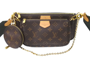 極美品 LOUIS VUITTON ルイヴィトン ミュルティポシェット・アクセソワール カーキ ショルダーバッグ モノグラム M44813 中古 62463