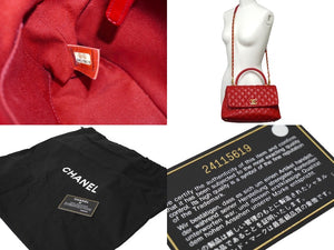CHANEL シャネル ココハンドルXS 2WAYハンドバッグ ココマーク A92990 24番台 2017年 キャビアスキン レッド 美品 中古 62467