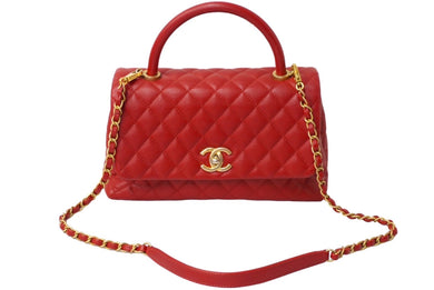 CHANEL シャネル ココハンドルXS 2WAYハンドバッグ ココマーク A92990 24番台 2017年 キャビアスキン レッド 美品 中古 62467