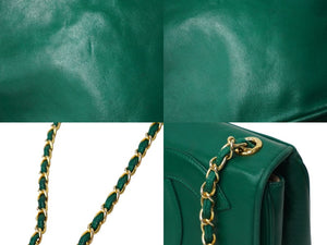 CHANEL シャネル チェーンショルダーバッグ ココマーク ヴィンテージ 0番台 ラムスキン グリーン ゴールド金具 美品 中古 62469