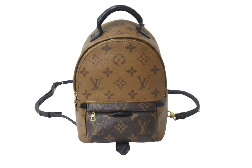 LOUIS VUITTON ルイ ヴィトン モノグラム リバース パームスプリングス ミニ デイパック M44872 マロン ブラック 美品 中古 62473