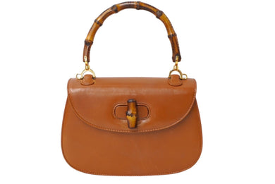 GUCCI グッチ バンブー ハンドバッグ 竹トップハンドル レザー ブラウン ゴールド金具 イタリア製 美品 中古 62480 