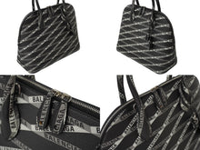 Load image into Gallery viewer, 極美品 BALENCIAGA バレンシアガ ハンドバッグ ヴィル トップハンドル ストラップ欠品 ロゴプリント ブラック グレー 中古 62481