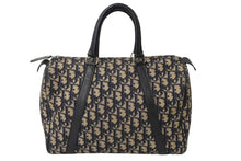 Load image into Gallery viewer, Christian Dior クリスチャンディオール ボストンバッグ 30cm トロッター柄 ブラック ベージュ キャンバス レザー 良品 中古 62487