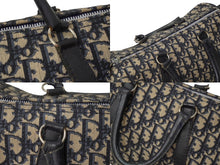 Load image into Gallery viewer, Christian Dior クリスチャンディオール ボストンバッグ 30cm トロッター柄 ブラック ベージュ キャンバス レザー 良品 中古 62487