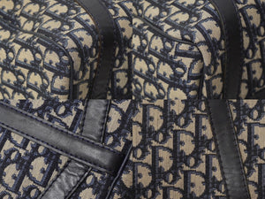 Christian Dior クリスチャンディオール ボストンバッグ 30cm トロッター柄 ブラック ベージュ キャンバス レザー 良品 中古 62487