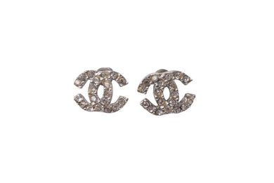 CHANEL シャネル ココマーク ラインストーン ピアス 03A シルバー ロゴ ジュエリー アクセサリー 小物 美品 中古 62492