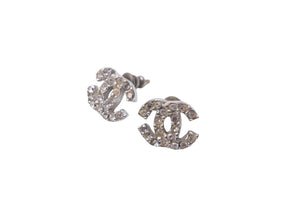 CHANEL シャネル ココマーク ラインストーン ピアス 03A シルバー ロゴ ジュエリー アクセサリー 小物 美品 中古 62492