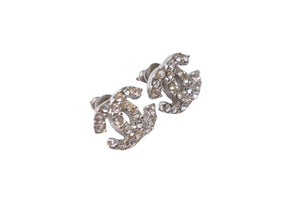 CHANEL シャネル ココマーク ラインストーン ピアス 03A シルバー ロゴ ジュエリー アクセサリー 小物 美品 中古 62492