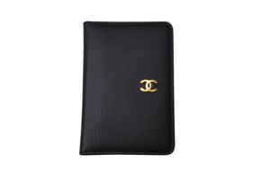 CHANEL シャネル 手帳カバー ココマーク 5番台 1998年 ブラック ゴールド金具 レザー 美品 中古 62494