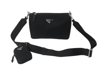 新品同様 PRADA プラダ ショルダーバッグ ブラック ナイロン トライアングルロゴ 2VH113 2DMHF0002 中古 62498