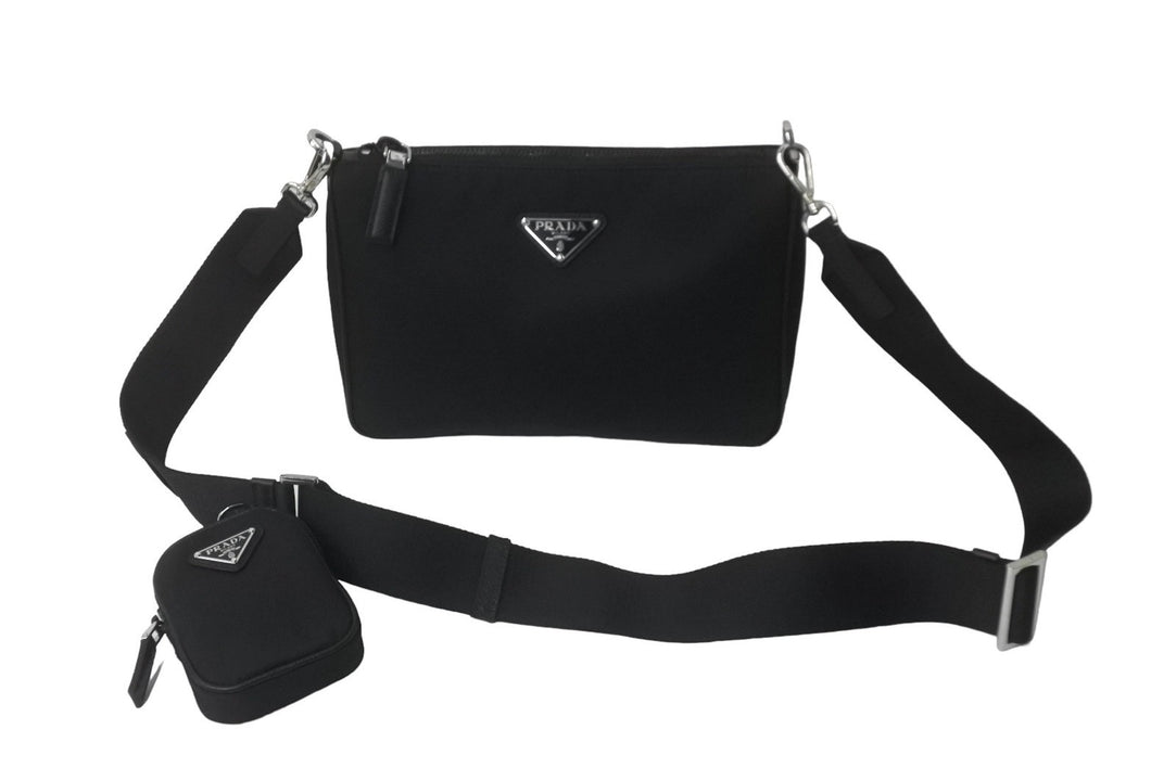 新品同様 PRADA プラダ ショルダーバッグ ブラック ナイロン トライアングルロゴ 2VH113 2DMHF0002 中古 62498