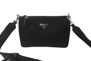 新品同様 PRADA プラダ ショルダーバッグ ブラック ナイロン トライアングルロゴ 2VH113 2DMHF0002 中古 62498