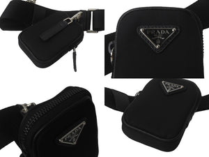 新品同様 PRADA プラダ ショルダーバッグ ブラック ナイロン トライアングルロゴ 2VH113 2DMHF0002 中古 62498