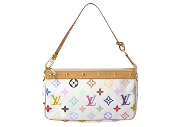 新品同様 LOUIS VUITTON ルイヴィトン 村上隆 ホワイト ポシェットアクセソワール マルチカラー M92649 中古 62503