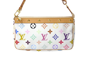 新品同様 LOUIS VUITTON ルイヴィトン 村上隆 ホワイト ポシェットアクセソワール マルチカラー M92649 中古 62503
