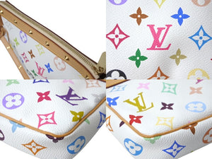 新品同様 LOUIS VUITTON ルイヴィトン 村上隆 ホワイト ポシェットアクセソワール マルチカラー M92649 中古 62503