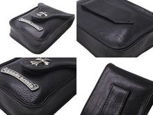 Load image into Gallery viewer, CHROME HEARTS クロムハーツ シガレットケース CHクロス レザー ブラック シルバー925 美品 中古 62510