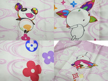 Load image into Gallery viewer, LOUIS VUITTON ルイヴィトン × 村上隆 カレ ウェーブ スカーフ パンダ ロゴ ピンク ホワイト 2003年限定 良品 中古 62522