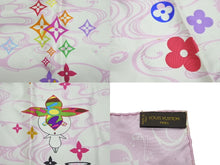 Load image into Gallery viewer, LOUIS VUITTON ルイヴィトン × 村上隆 カレ ウェーブ スカーフ パンダ ロゴ ピンク ホワイト 2003年限定 良品 中古 62522