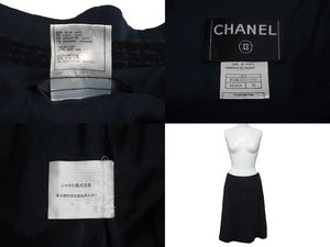 CHANEL シャネル ツイードセットアップ 02年 ネイビー ブラック P19831V11550 P19788V11550 サイズ上42 下38 美品 中古 62527