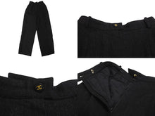 Load image into Gallery viewer, CHANEL シャネル サイドリボンパンツ リボンテープ ロゴ ココマークボタン サイズ36 ブラック 美品 中古 62531