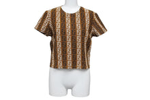 Load image into Gallery viewer, FENDI フェンディ 半袖Ｔシャツ サイズ44 ズッカ 総柄 D-OS-9300DW コットン ナイロン ブラウン グレー 美品 中古 62532