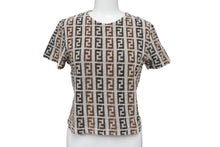 画像をギャラリービューアに読み込む, 極美品 FENDI フェンディ 半袖Ｔシャツ サイズ42 ズッカ総柄 D-OS-9300DW コットン ナイロン ブラウン グレー 中古 62534 