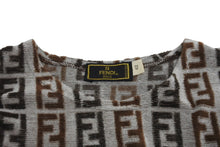 画像をギャラリービューアに読み込む, 極美品 FENDI フェンディ 半袖Ｔシャツ サイズ42 ズッカ総柄 D-OS-9300DW コットン ナイロン ブラウン グレー 中古 62534 