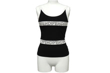 Load image into Gallery viewer, FENDI フェンディ テープロゴタンクトップ ノースリーブ ブラック ホワイト サイズ42 美品 中古 62536